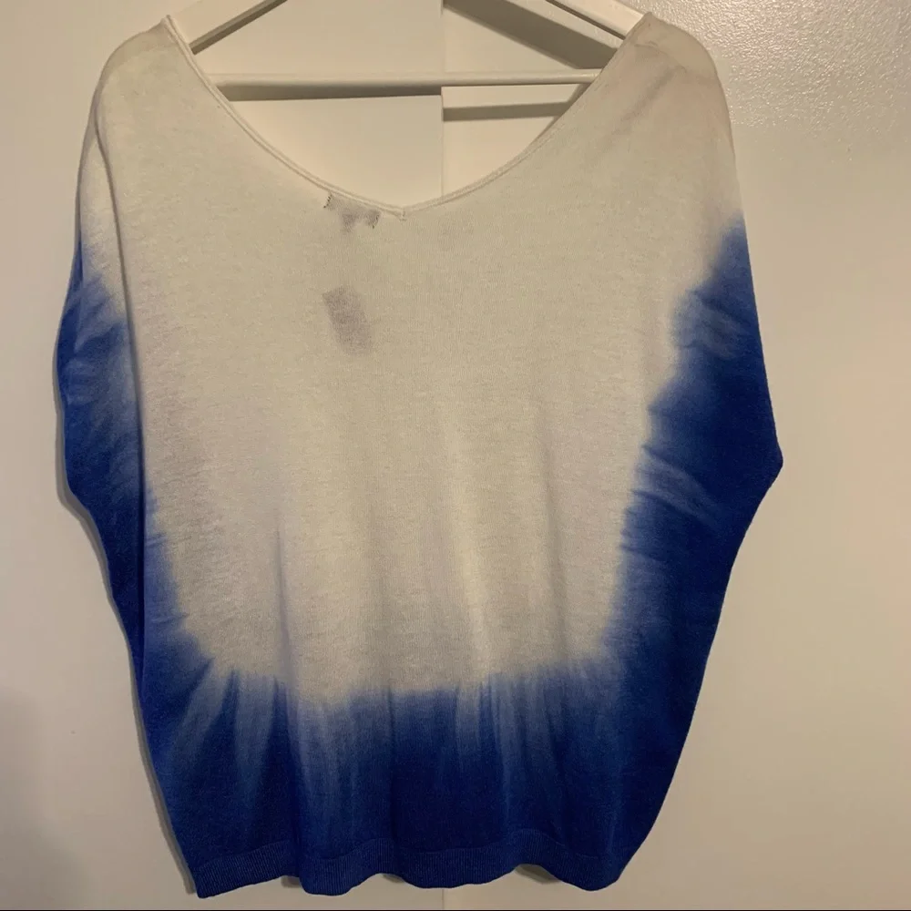 Splendid M dip dye dolman sleeve sweater cashmere blend White & Mediterranean - Picture 9 of 15
